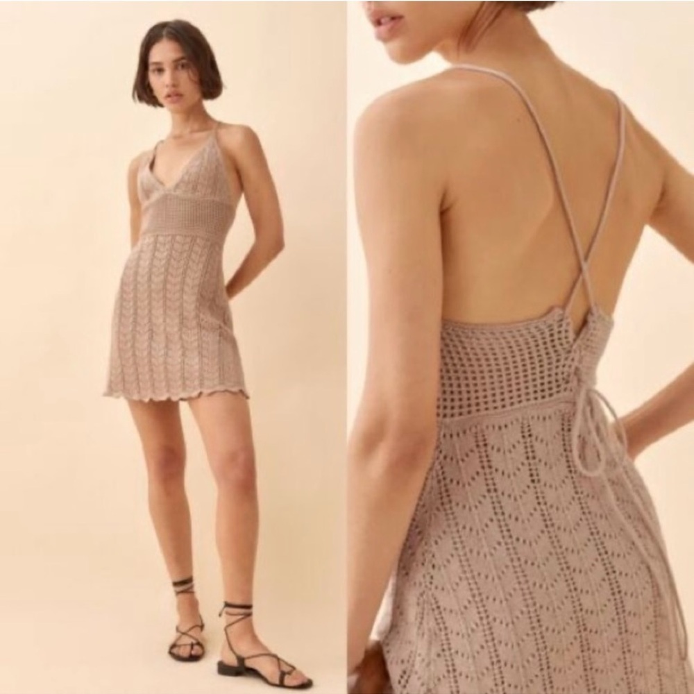 Reformation Junio open knit summer beach dress size medium - Picture 2 of 13